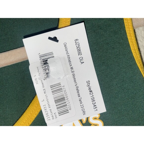 new Oakland As MLB tank top green baseball Athletics Womens 4Her  L - Picture 3 of 5